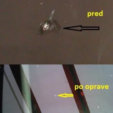 oprava 20 cm praskliny na čelnom skle auta